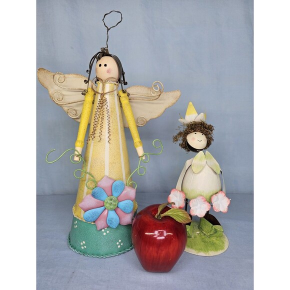 Angel Figurines Metal Wire Art Set of 2 Hanging Patio Garden Hand Made Decor - Picture 11 of 11